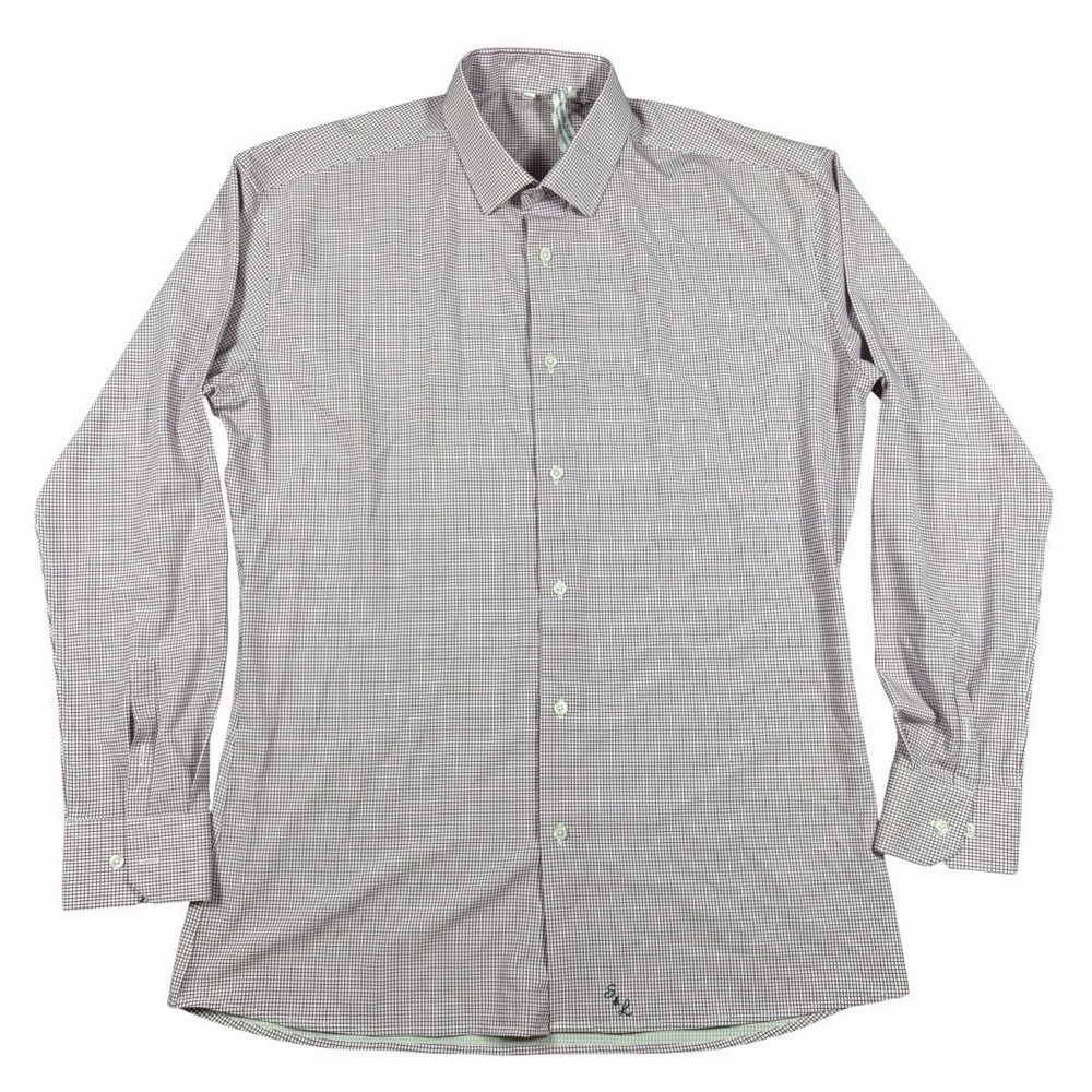 State & Liberty Men's White L/S Athletic Fit Button Up Shirt 2XL Plaid EUC